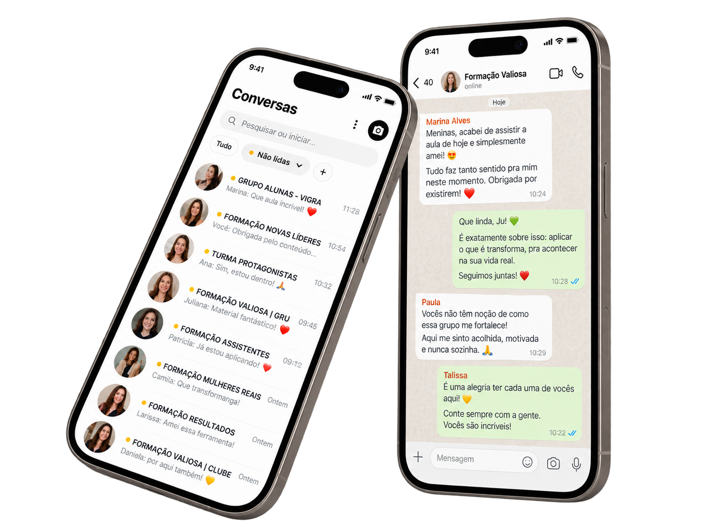 Conversas do grupo de acompanhamento e suporte